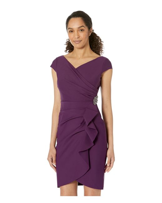 Alex Evenings Synthetic Short Sheath Dress With Surplice Neckline And ...