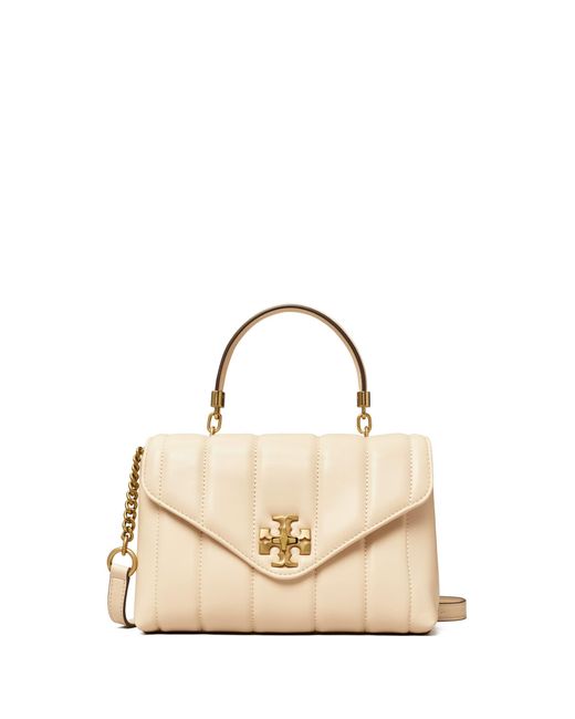 Tory Burch Leather Kira Small Top-handle Satchel in Gold (Metallic) | Lyst