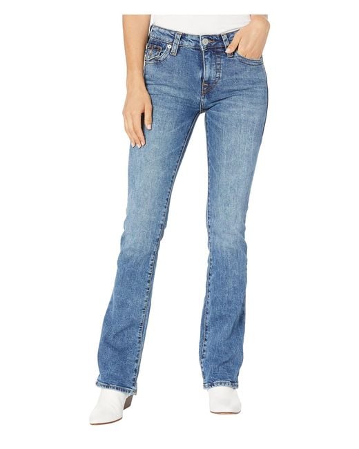 True Religion Blue Becca Bootcut Jeans With Flaps In Ghost Wave Wash