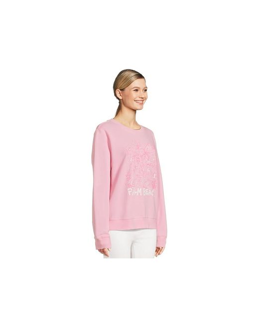 Lilly Pulitzer Pink Ballad Long Sleeve Sweatshirt Sweater Conch Shell Pb Playground Printed Sweatshirt, Cotton