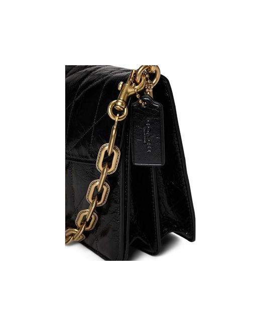 COACH Black Chain Tabby Shoulder Bag With Quilting Shoulder Handbags, Leather