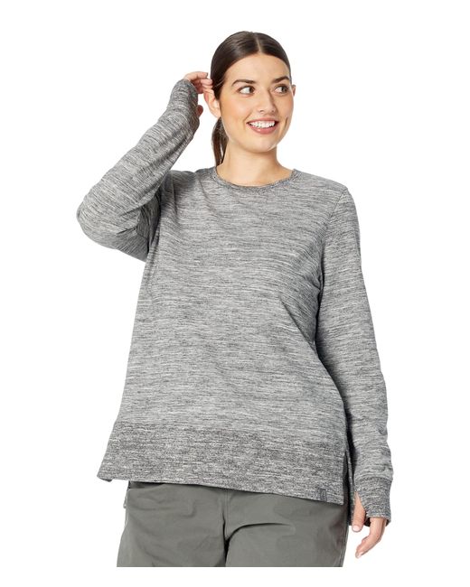 L.L. Bean Cotton Plus Size Bean's Cozy Split Hem Sweatshirt Marled in