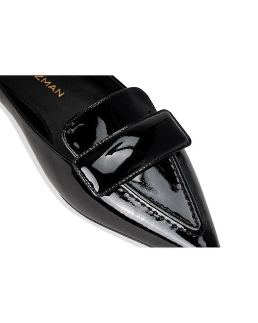 Stuart Weitzman Black Sovinnie Flat Dress Sandals, Leather