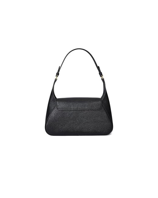 Ralph Lauren Black Crosshatch Medium Schylar Shoulder Bag Handbags, Leather