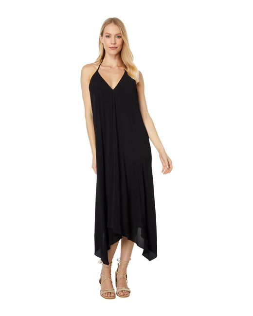 bobi Los Angeles Synthetic Low Back Halter Luxe Crepe Dress in Black | Lyst