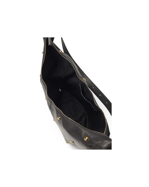 Madewell Black Essentials Curve Shoulder-Dome Stud Shoulder Handbags, Leather