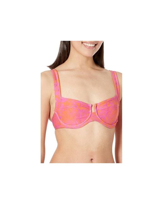 LSPACE Black Newport Nights Camellia Top Swimwear Xs (32A) Spandex/Polyester
