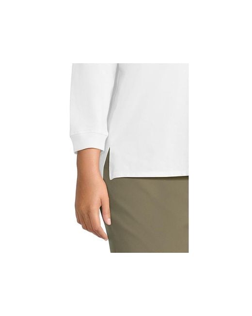 Mod-o-doc White 3/4 Sleeve Hi-Lo Tunic With Side Slits Sweater Md (Us 8-10) Cotton/Spandex