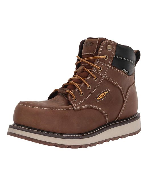 Keen Brown Cincinnati 6 Carbon Fiber Toe Waterproof (Belgian/Sandshell) Work Boots for men