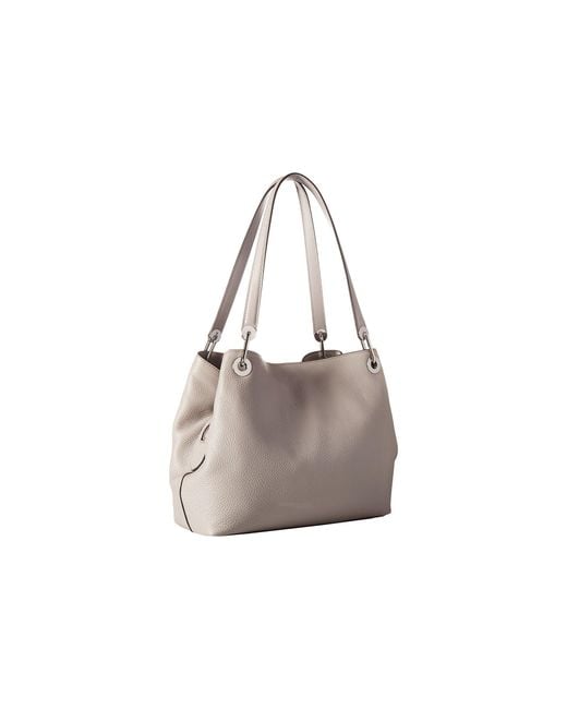 MICHAEL Michael Kors Leather Raven Large Shoulder Tote Pearl Grey in Gray -  Save 47% - Lyst