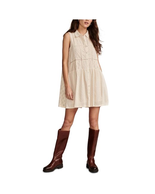 Lucky Brand Natural Collared Tiered Dress