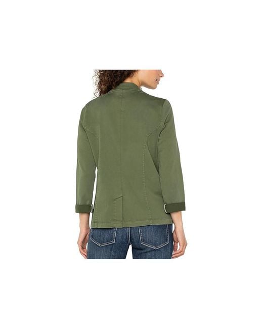Liverpool Los Angeles Green Soft Touch Twill Fitted Blazer Jacket, Cotton/Rayon/Spandex