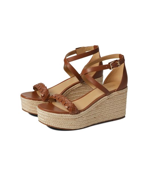 MICHAEL Michael Kors Leather Serena Wedge Espadrille in Brown Lyst