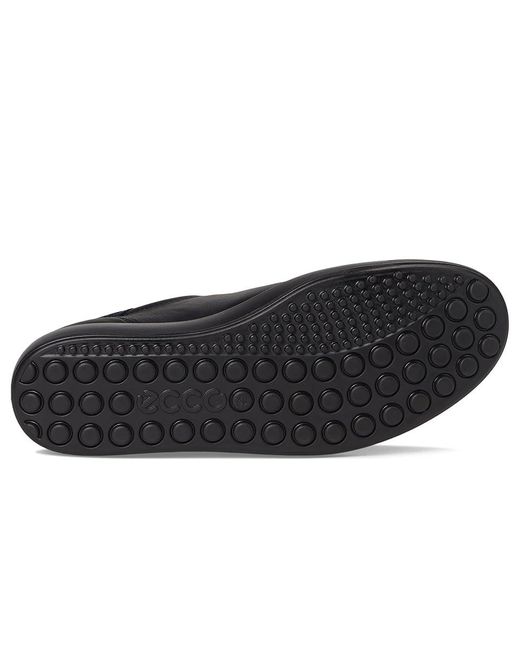 Ecco Black Soft 7 Side Zip Lace Sneakers Shoes, Leather