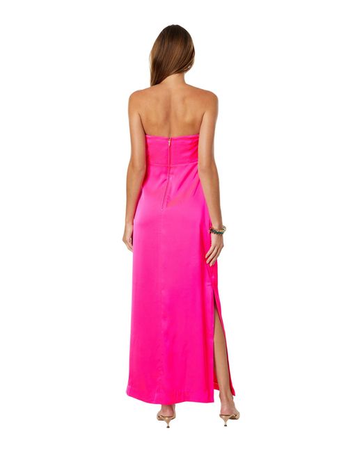 Lilly Pulitzer Pink Carlynn Satin Maxi Bow Dress