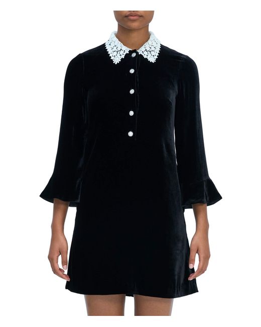 Kate Spade Velvet Jewel Button Shirtdress in Black | Lyst