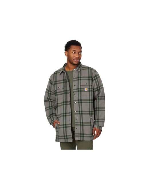 Carhartt Relaxed Fit Flannel Sherpa Lined Shirt Jacket Weather Ash 1 Clothing in Black for Men Lyst