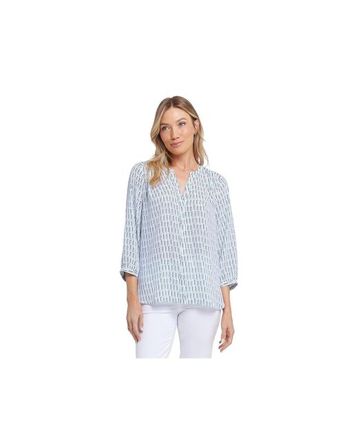NYDJ Blue Pintuck Blouse Clothing Sm (Us 4-6) Polyester