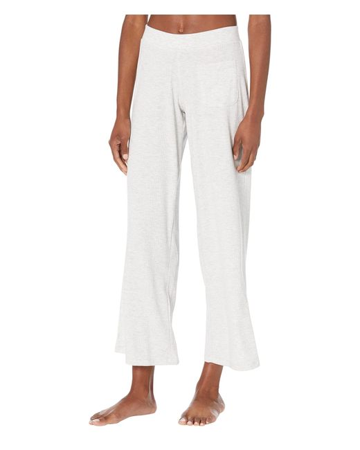 Hue Synthetic Long Ribbed Flare Pajama Lounge Pants in White | Lyst