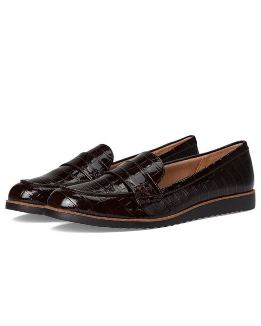 LifeStride Black Zee Loafer/Moc Shoes Flat Shoes 8 W (C) Faux Leather