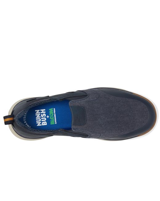 Nunn Bush Blue Sedona Canvas Moccasin Toe Slip-on Comfortable Lightweight Loafer With Memory Foam for men