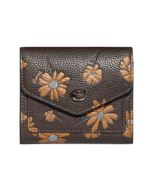 COACH Metallic Floral Printed Leather Wyn Small Wallet