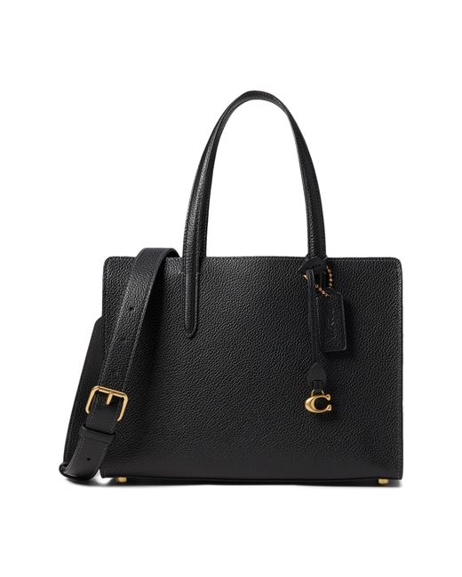 COACH Polished Pebble Leather Carter Carryall 28 in Black | Lyst