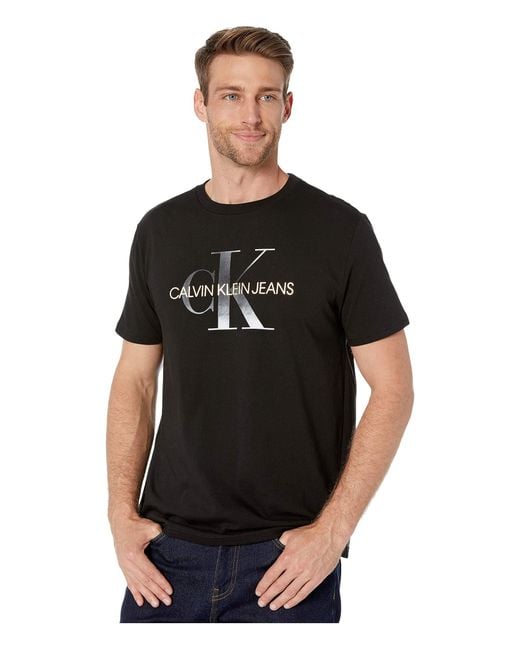 Calvin Klein Cotton Gold Monogram Tee in Black for Men | Lyst