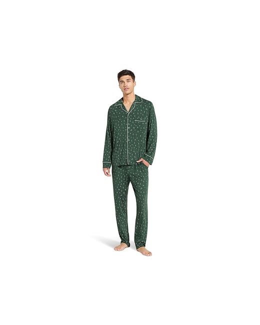 Eberjey Green William Printed Pj Set (Winterpine Forest/Ivory) Pajama Sets for men