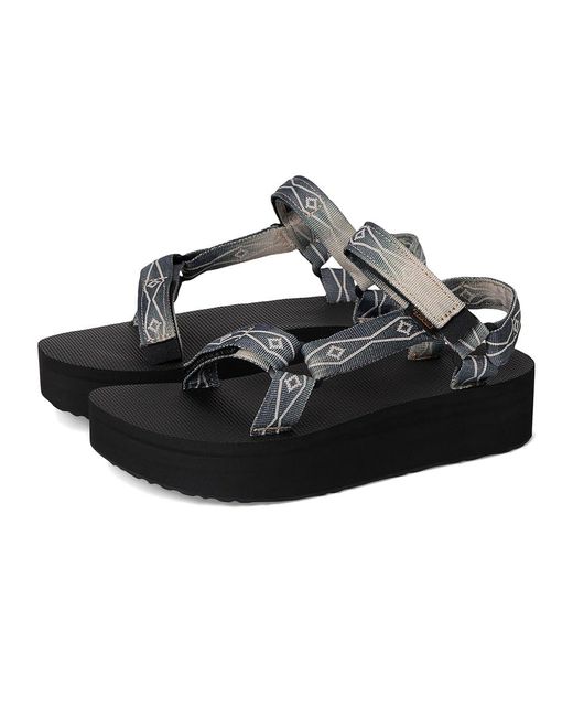 Teva Black Flatform Universal Sunscape Sandals Waterles/Cream 5 B