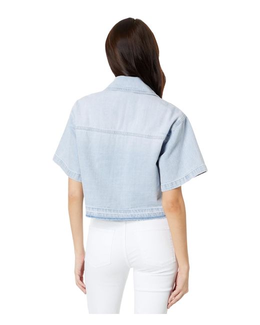 Blank NYC Cropped Short Sleeve Denim Shirt in Blue | Lyst
