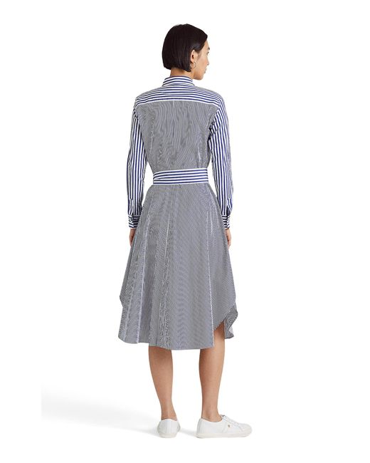 Lauren by Ralph Lauren Striped Cotton Broadcloth Shirtdress in Blue | Lyst