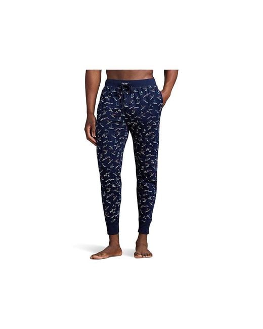 Polo Ralph Lauren Black Knit Long Sleeve Crew Pajama Jogger Set Pajama Sets, Cotton for men