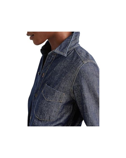 Ralph Lauren Blue Long Sleeve Day Dress Clothing, Cotton/Denim/Twill