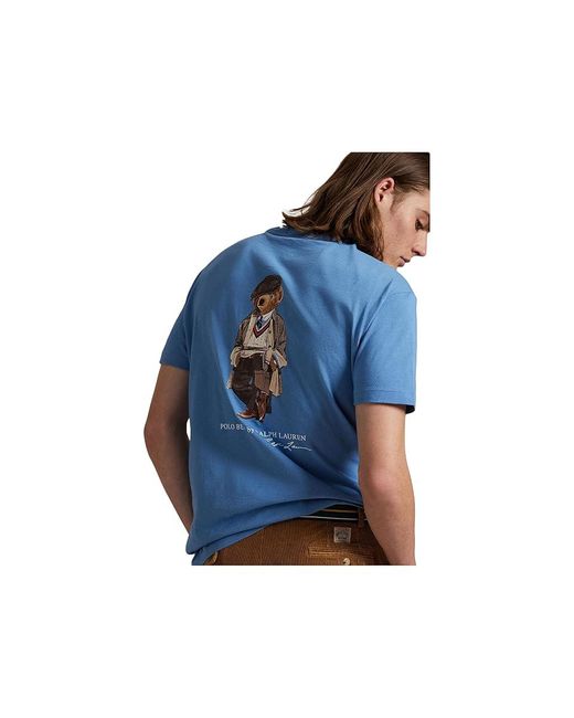 Polo Ralph Lauren Blue Classic Fit Polo Bear Jersey T-Shirt Clothing, Cotton/Jersey for men