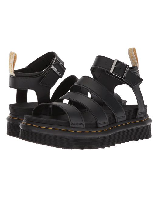 dr martens blaire strappy flat sandals in silver