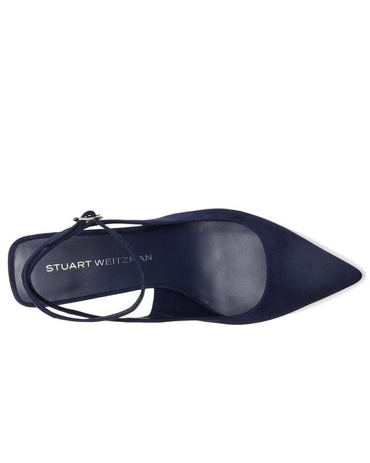 Stuart Weitzman Blue Vinnie 50 Strap Pump Shoes, Leather