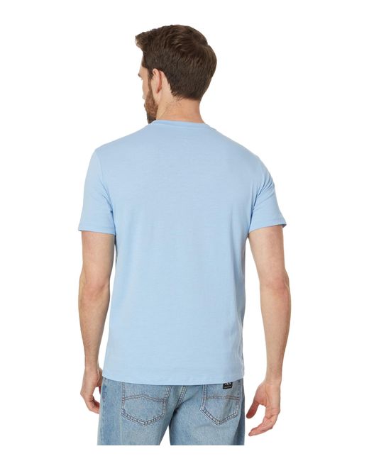 Armani Exchange Blue Regular Fit Cotton Jersey Logo Lines Tee for men
