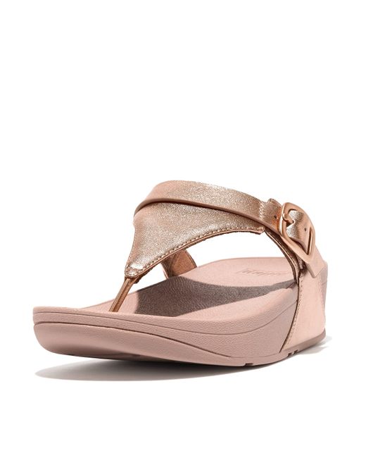 Fitflop Pink Lulu Adjustable Leather Toe Post Sandals