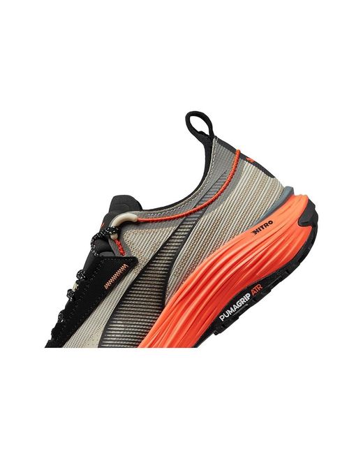 PUMA Black Voyage Nitro 3 Tech (Desert Dust/Flame Flicker/) Running Shoes for men