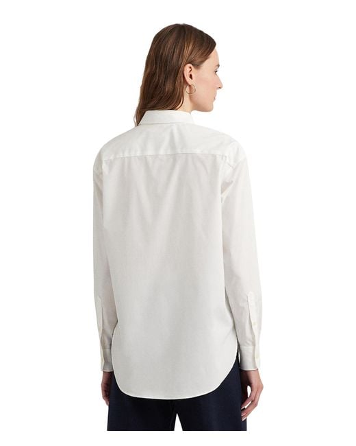 Lauren by Ralph Lauren White Stretch Cotton Shirt