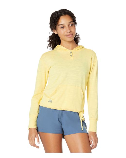 adidas Originals Synthetic Essentials Slub Hoodie in Yellow Lyst