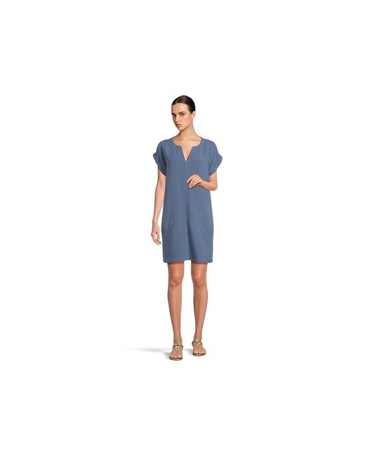 Mod-o-doc Black Roll-Up Short Dolman Sleeve Shift Dress Dress Xs (Us 0-2) Cotton