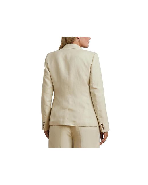 Ralph Lauren Natural Plus Size Linen-Blend Twill Blazer Suits Sets Ivory/ Linen/Twill/Viscose