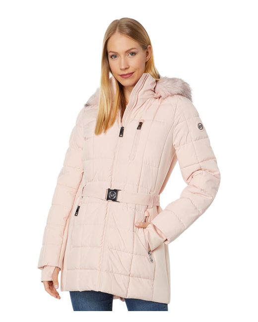 MICHAEL Michael Kors Active Belted Puffer Jacket A421504q in Natural | Lyst