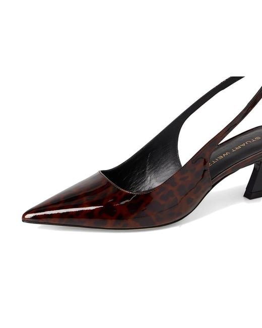 Stuart Weitzman Black Vinnie 50 Strap Pump Shoes, Leather