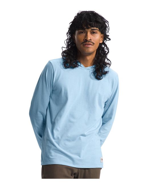 The North Face Blue L/s Heritage Patch Hoodie Tee for men