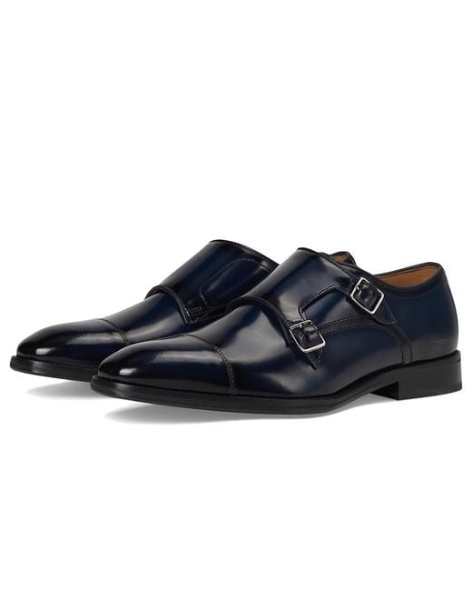Johnston & Murphy Blue Sullivan Double Buckle Cap Toe Shoes 13 M (D) Leather for men