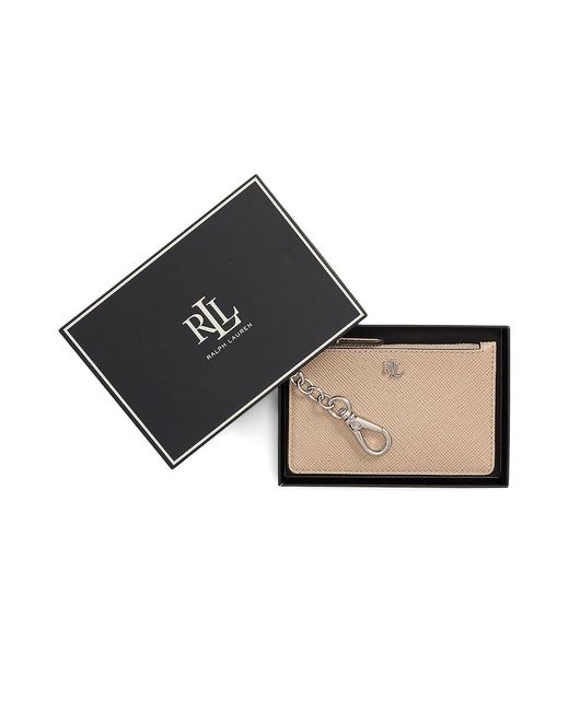 Ralph Lauren Black Crosshatch Leather Zip Card Case Handbags Processing Processing