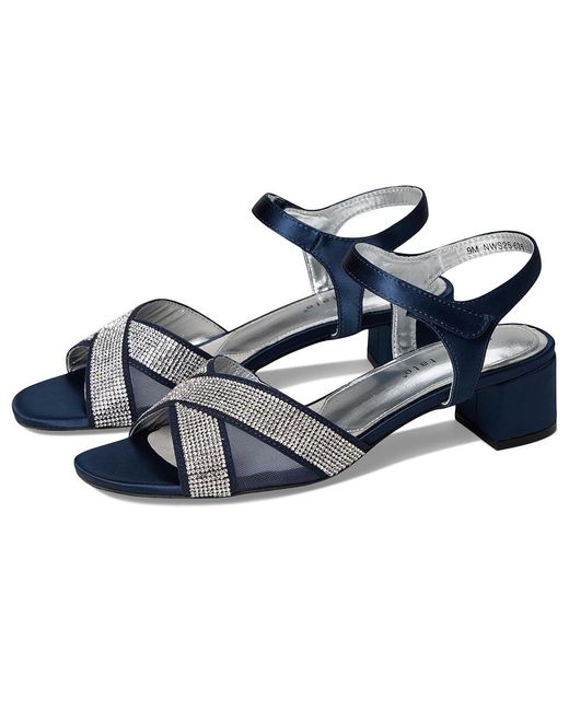 David Tate Blue Holiday Sling Back Shoes 7 Ww (Ee) Synthetic/Textile